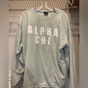 Alpha Chi Omega blue corded sweatshirt